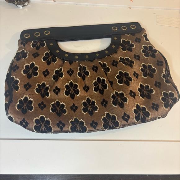 Apt. 9 Y2K Black and Brown Floral Wimsigoth Velvet Clutch - Picture 2 of 11